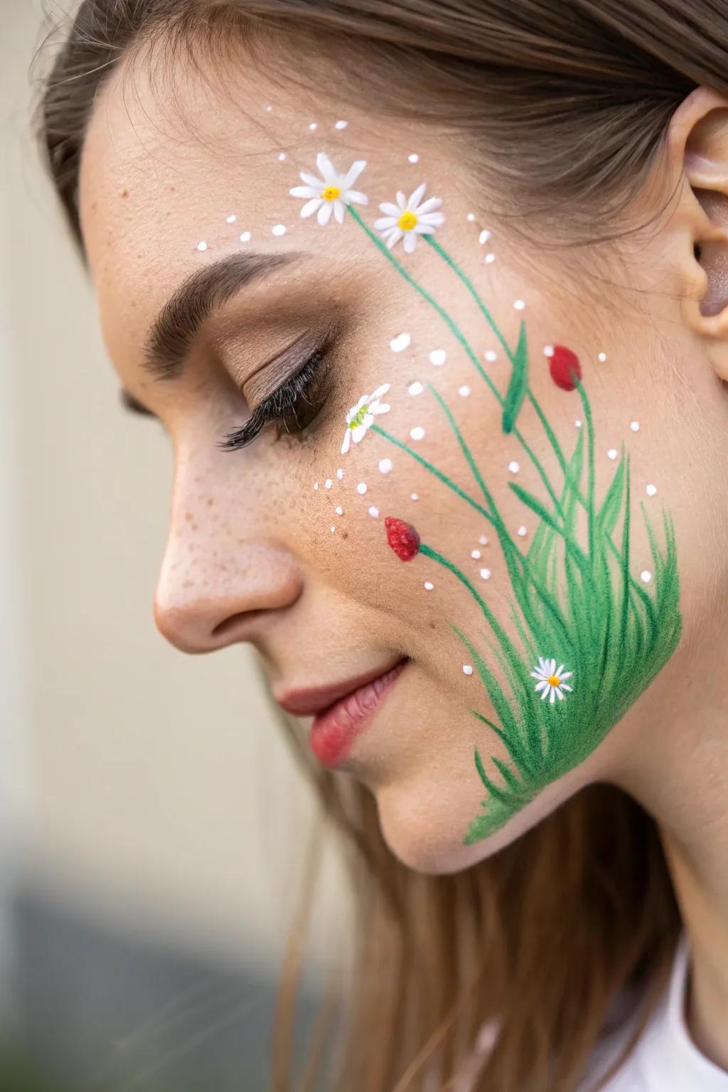 Carry a piece of nature's tranquility with you: Dewy Morning Meadow face paint.