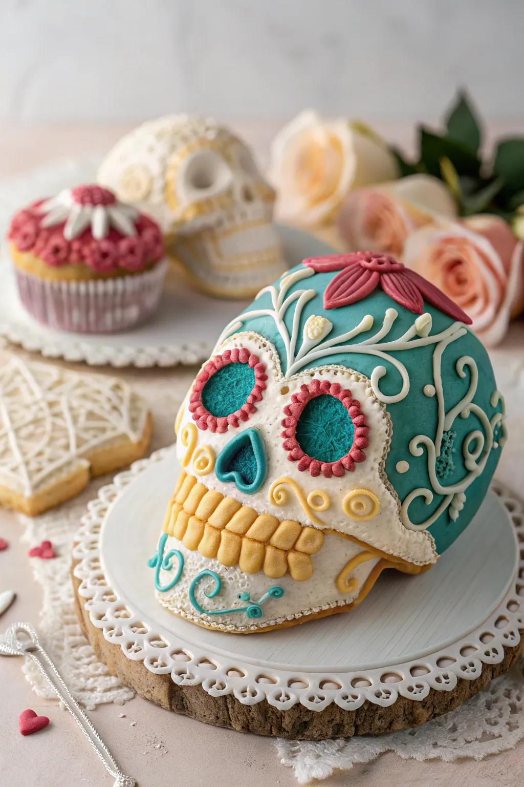 Elevate your sugar skull art with exquisite royal icing designs—where minimalism meets boho elegance.