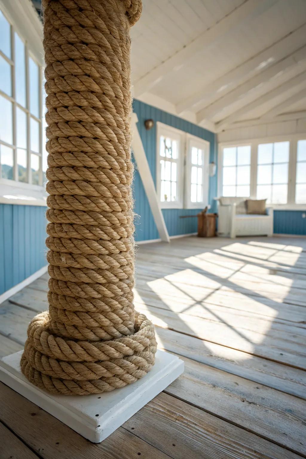 Elevate your space with a handcrafted coastal beam wrap for a nautical touch.