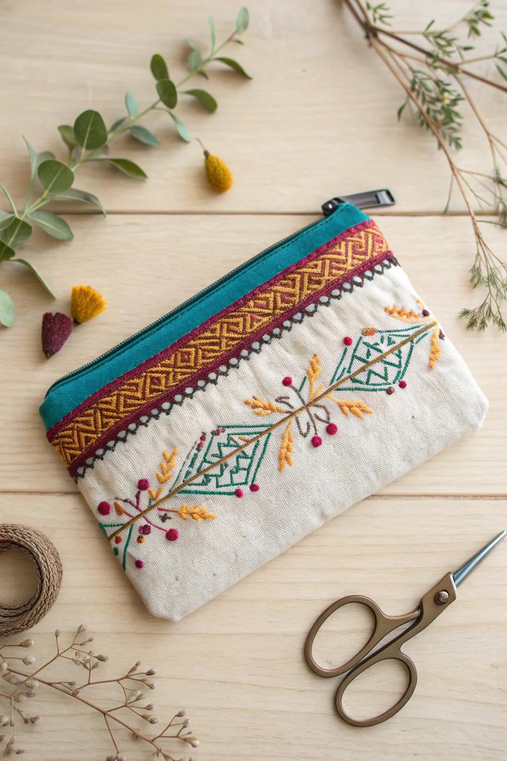 Transform simplicity into style with these beautifully embellished zippered pouches.