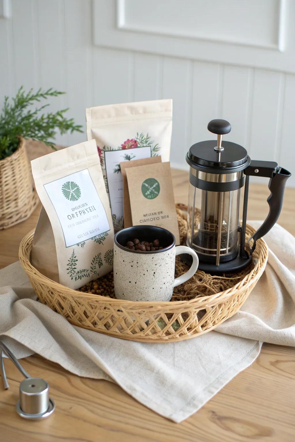 Brew the perfect cup with this chic Coffee Connoisseur Basket—where craftsmanship meets style.