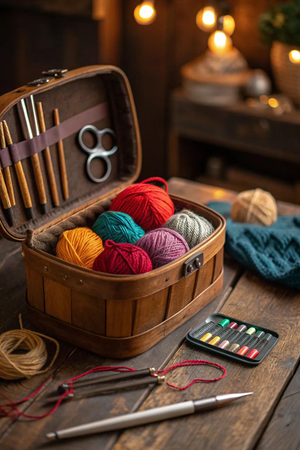 Transform any night into a creative retreat with our Cozy Crafting Caddy.