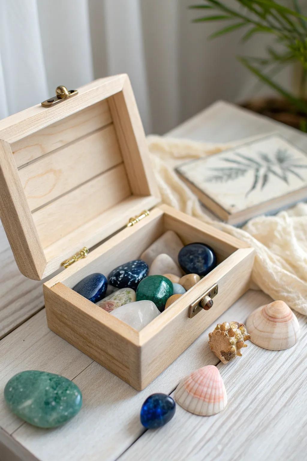 Discover the beauty of nature with this charming collection of polished stones and seashells—perfect for sparking curiosity and creativity in the classroom.