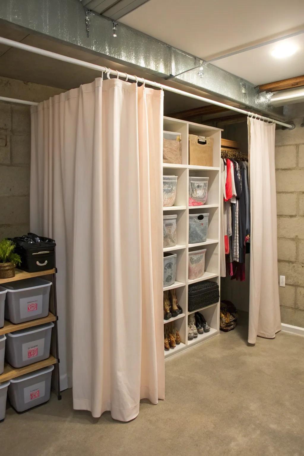 Curtains provide flexible and stylish separation.