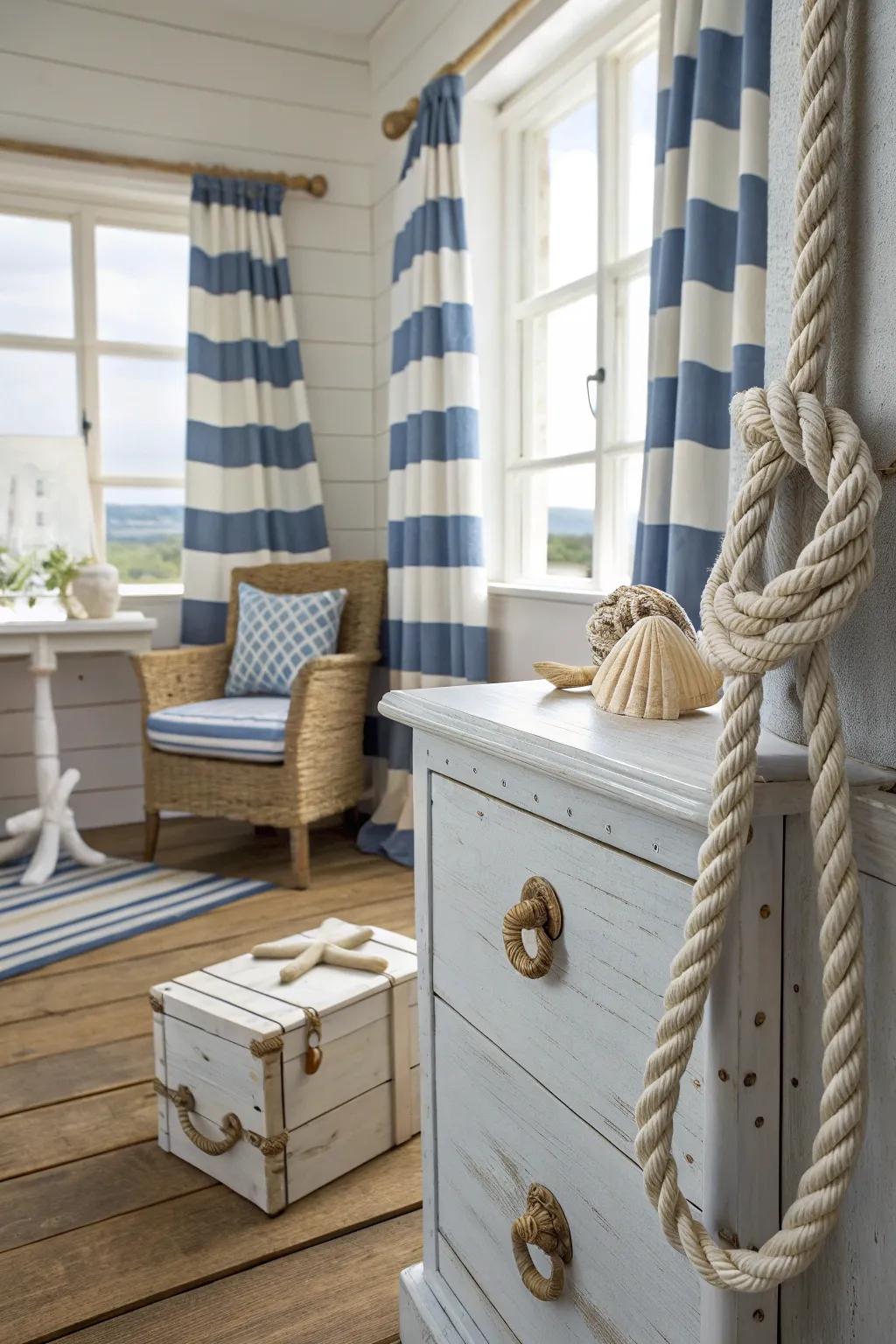 Sail away with rope knot handles.