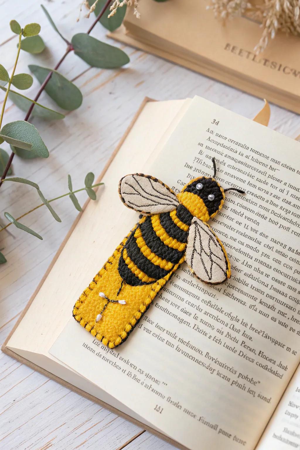 Add a buzz of charm to your reading with this adorable bumble bee bookmark!