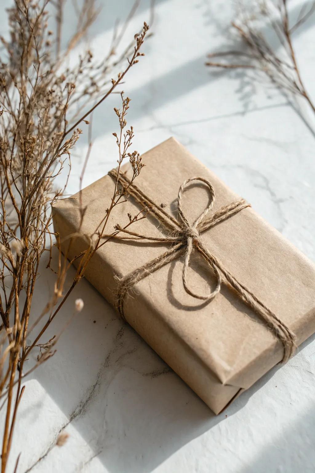 Elevate your gift wrapping with rustic twine for a touch of vintage elegance.