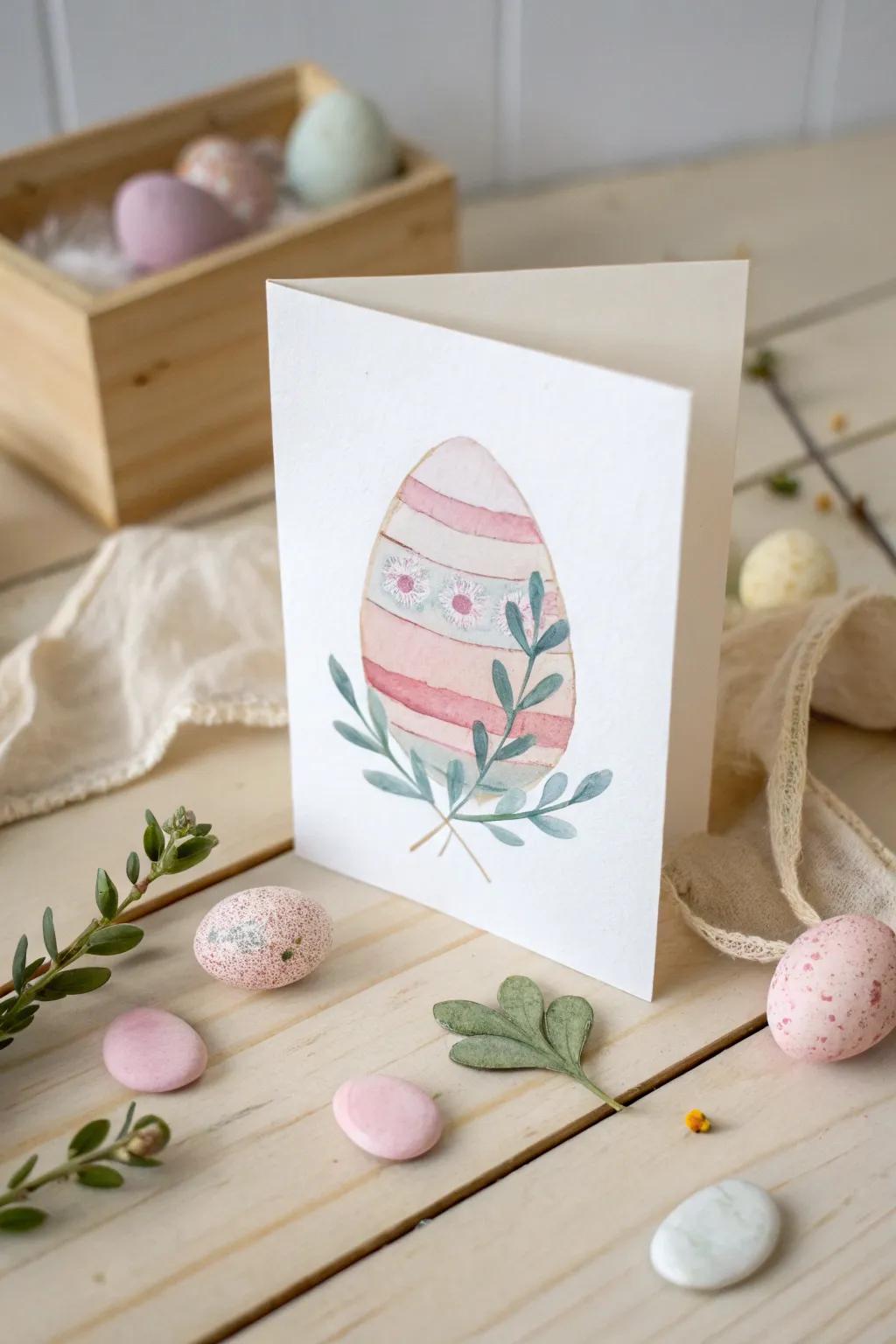 Embrace the beauty of mixed media with this textured watercolor Easter card, perfect for adding a touch of handmade elegance to your holiday greetings.