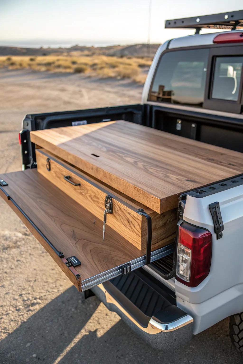 Craftsmanship on the go: A convertible workbench that transforms any truck bed into a mobile workspace.