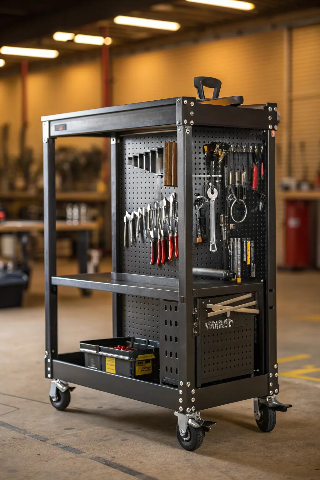 Master Your Workshop: Discover the Versatility of Customizable Pegboard Sides on Your Welding Cart.