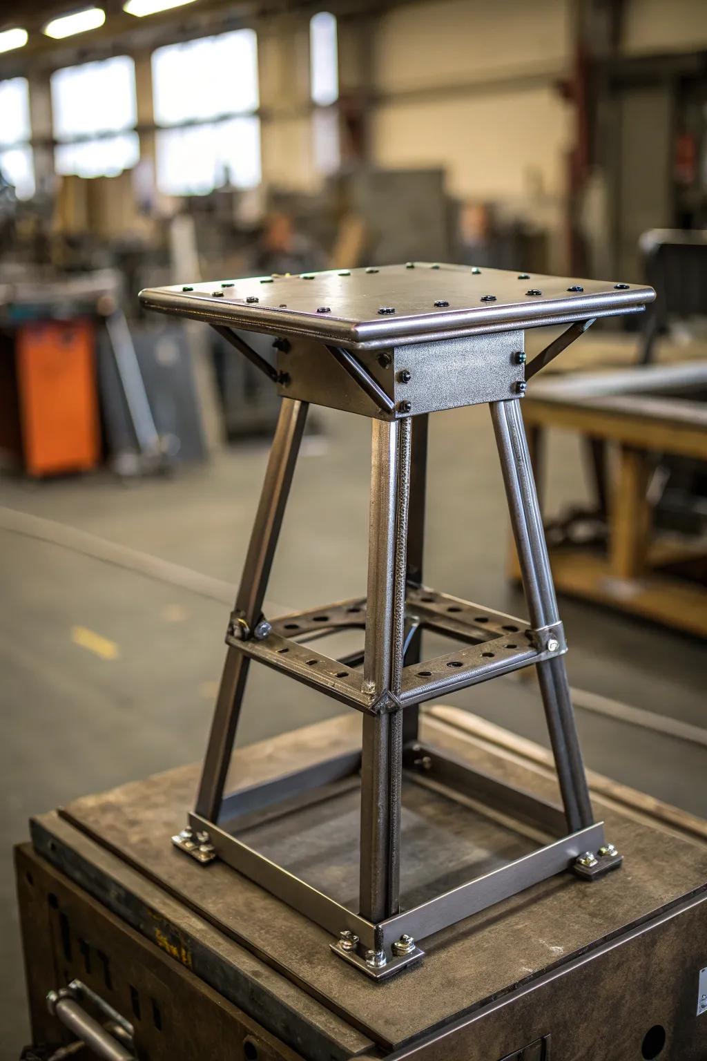 Craftsmanship meets versatility: A welding stand built for both work and art.