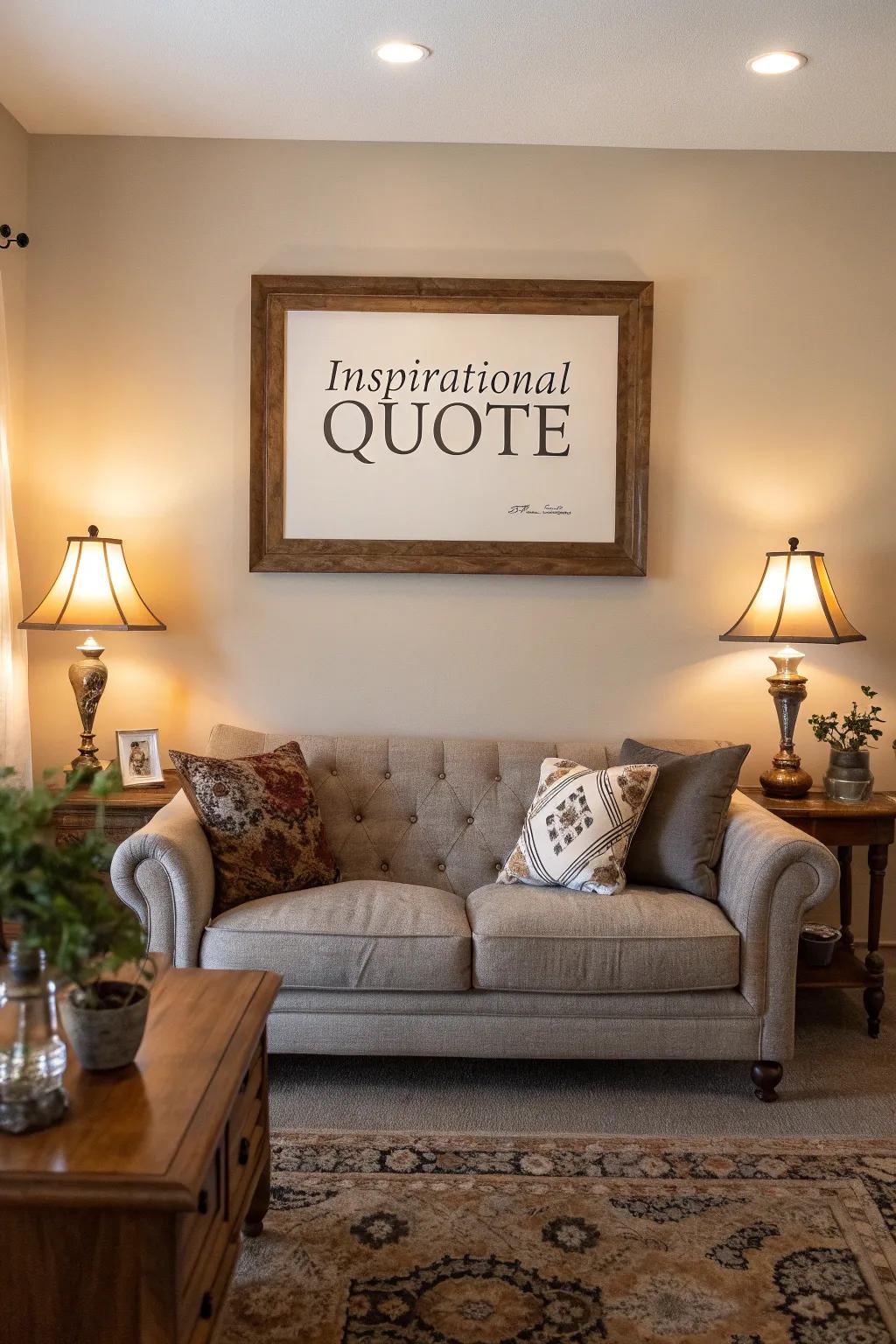 Textual art adds a personal touch to your decor.