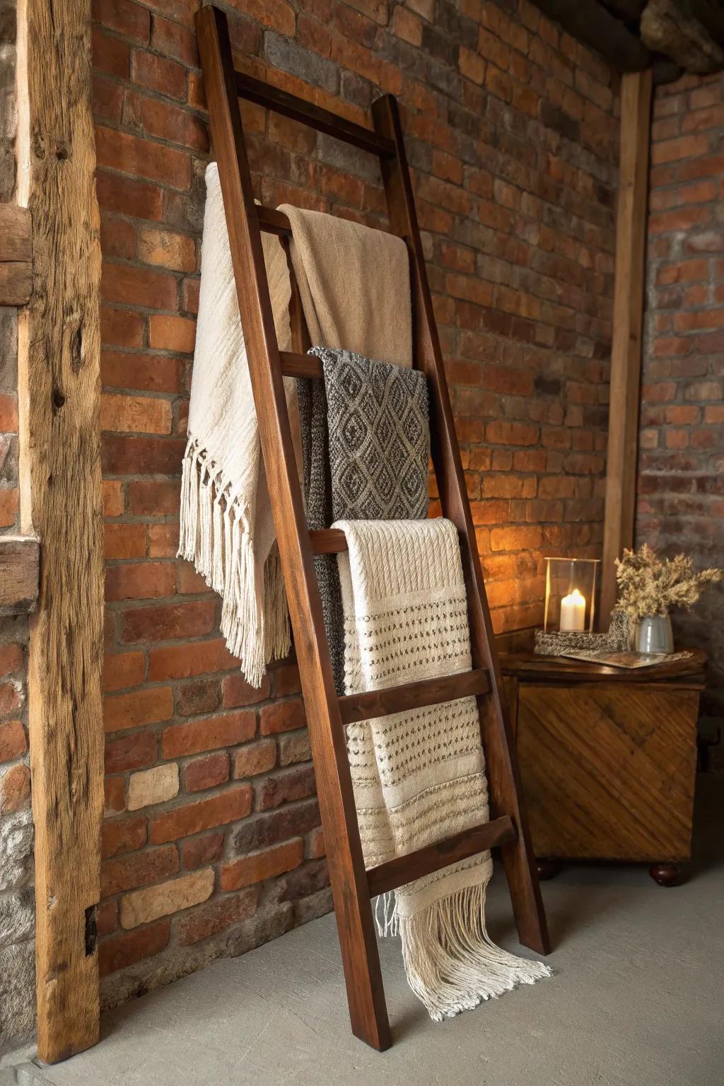 Elevate your space with a handcrafted blanket ladder – where function meets style.