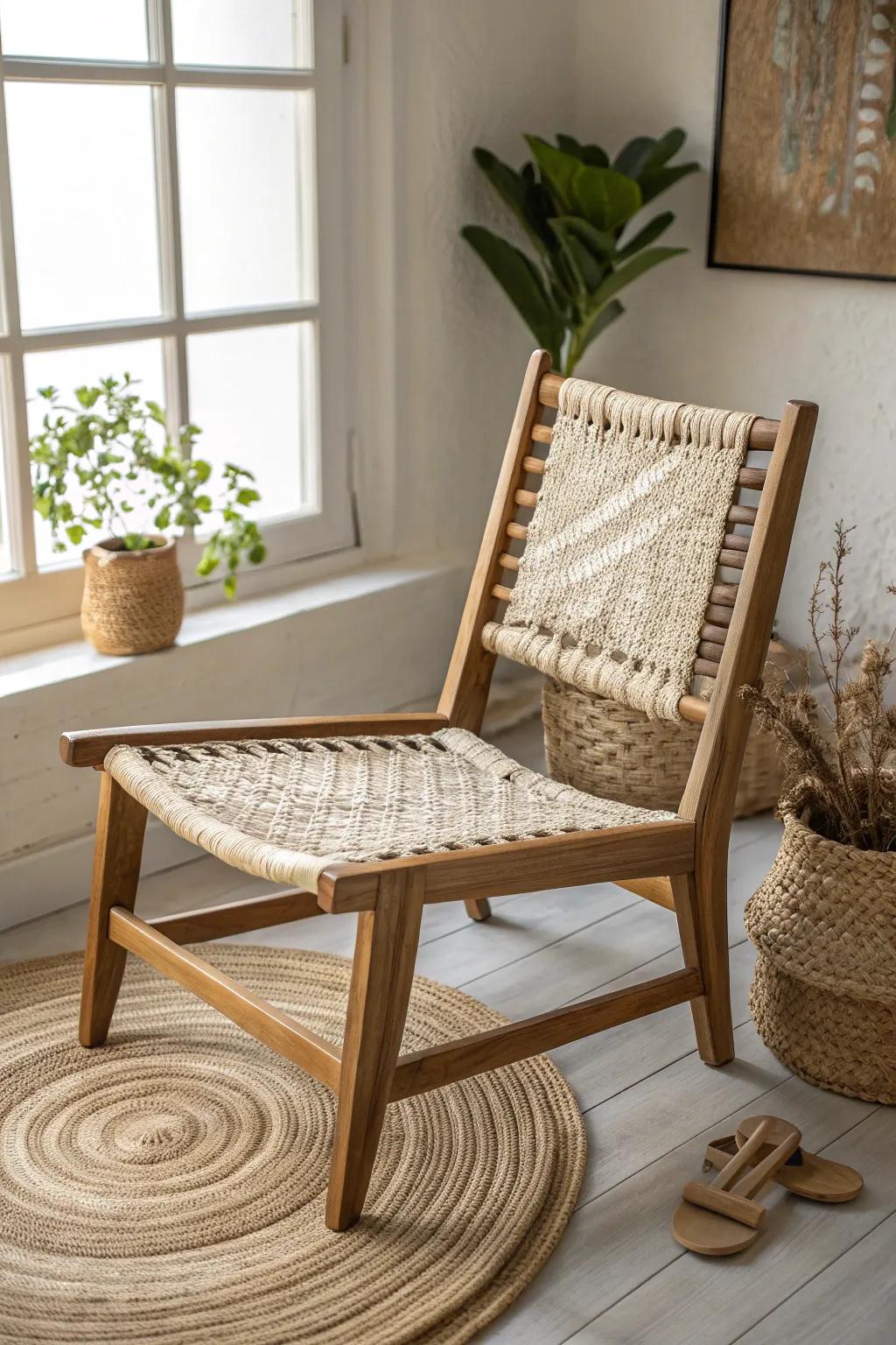 Elevate your space with this nature-inspired rope seating—where simplicity meets coastal charm.