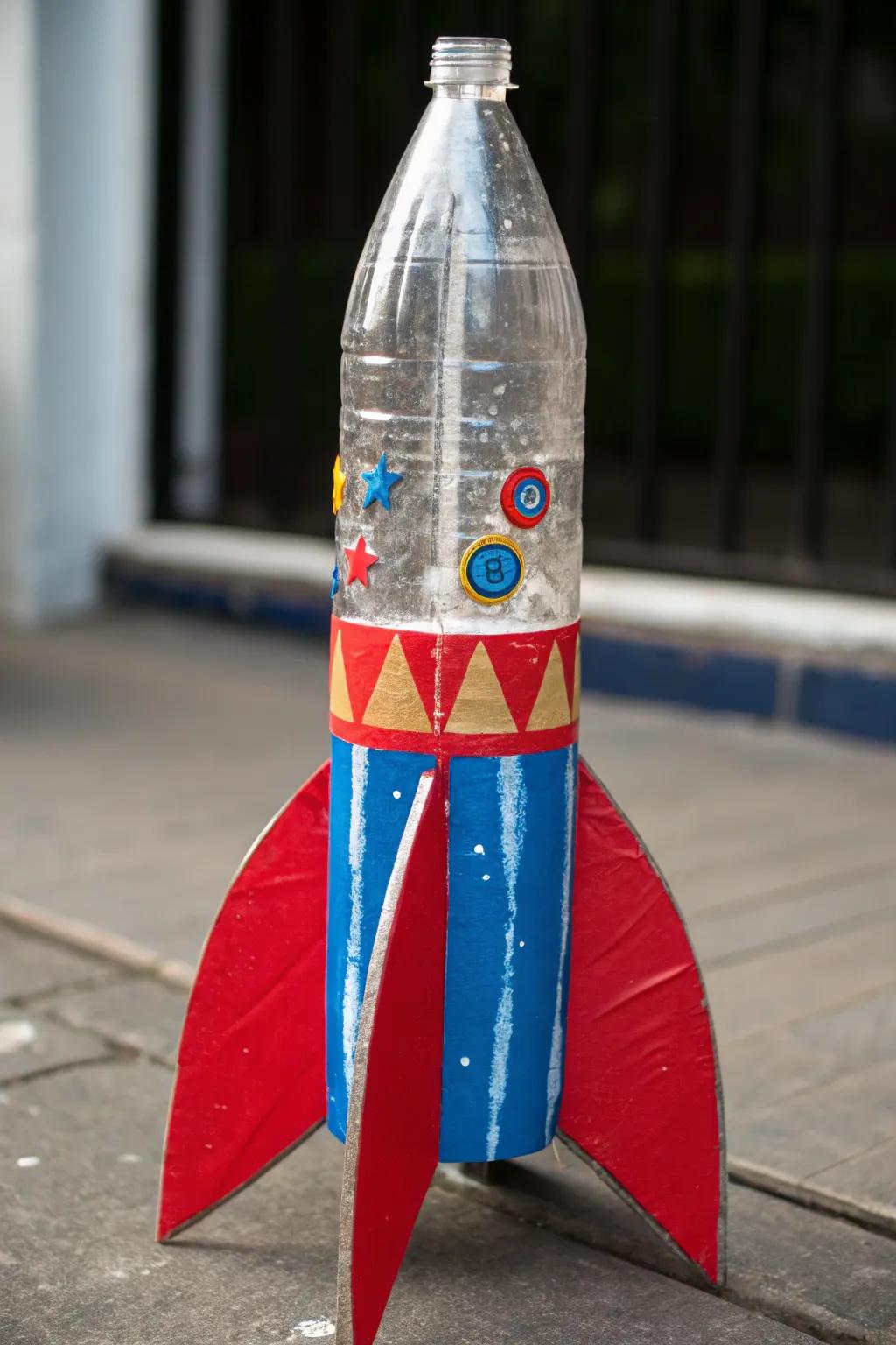 Launch your creativity with this eco-friendly recycled bottle rocket!