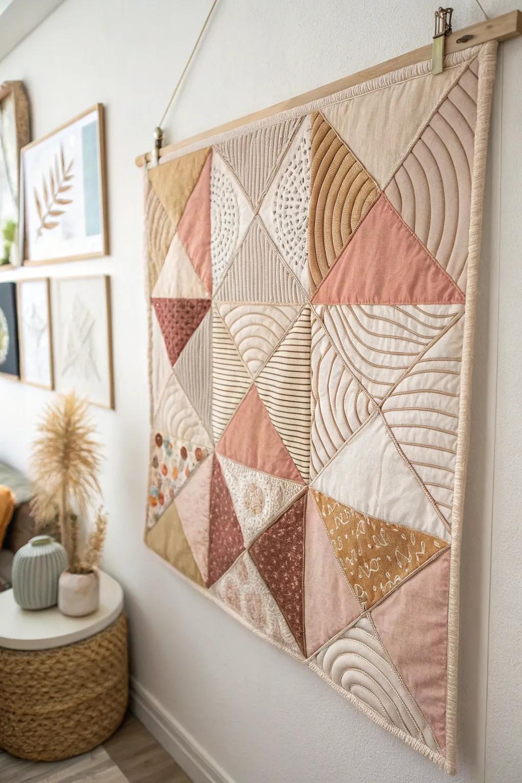 Elevate your space with unique wall art crafted from leftover fabric, where simplicity meets creative elegance.