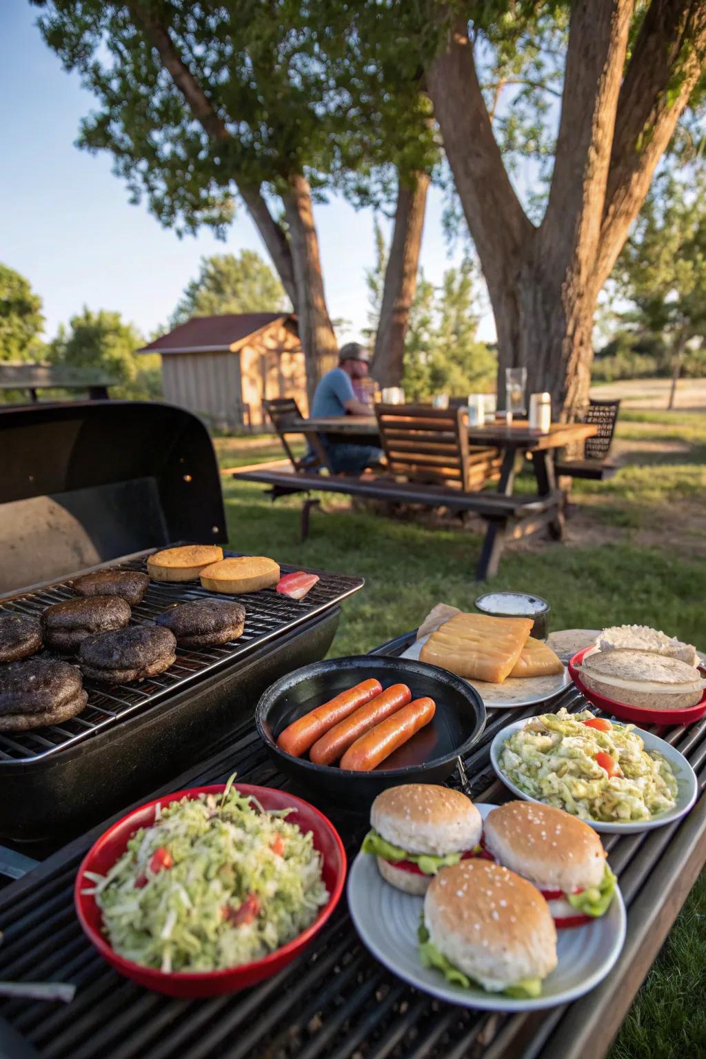 A delicious barbecue feast perfect for a 4th of July wedding.