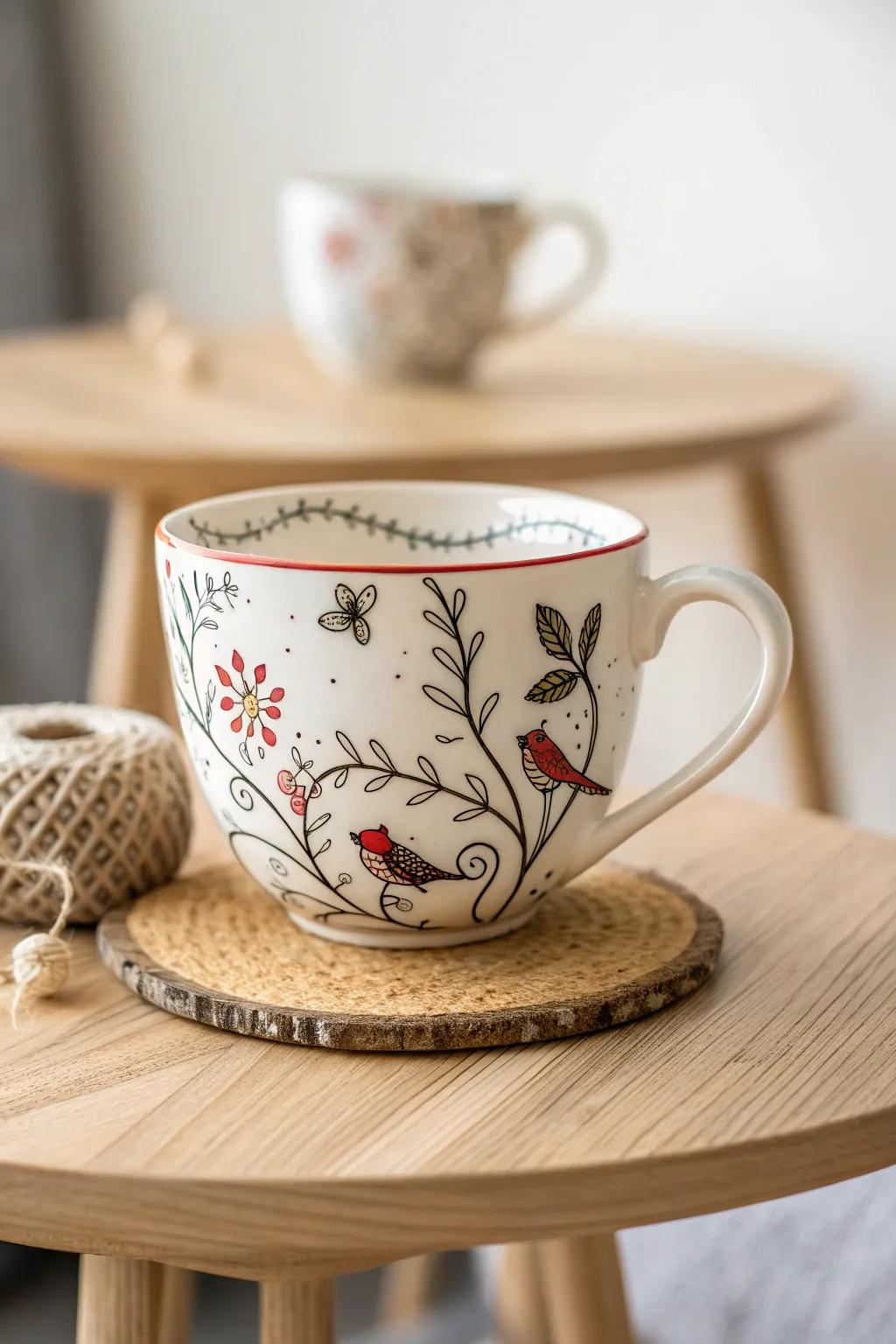 Whimsical artistry meets everyday elegance in this charming teacup design. #IllustrativeInnovation