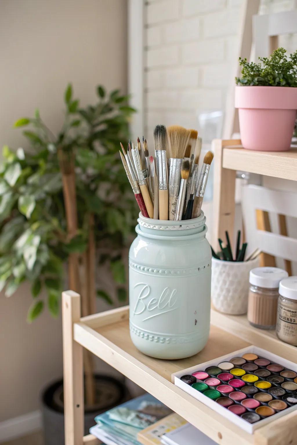 Transform your art space with chic, upcycled storage solutions. 🌿✨