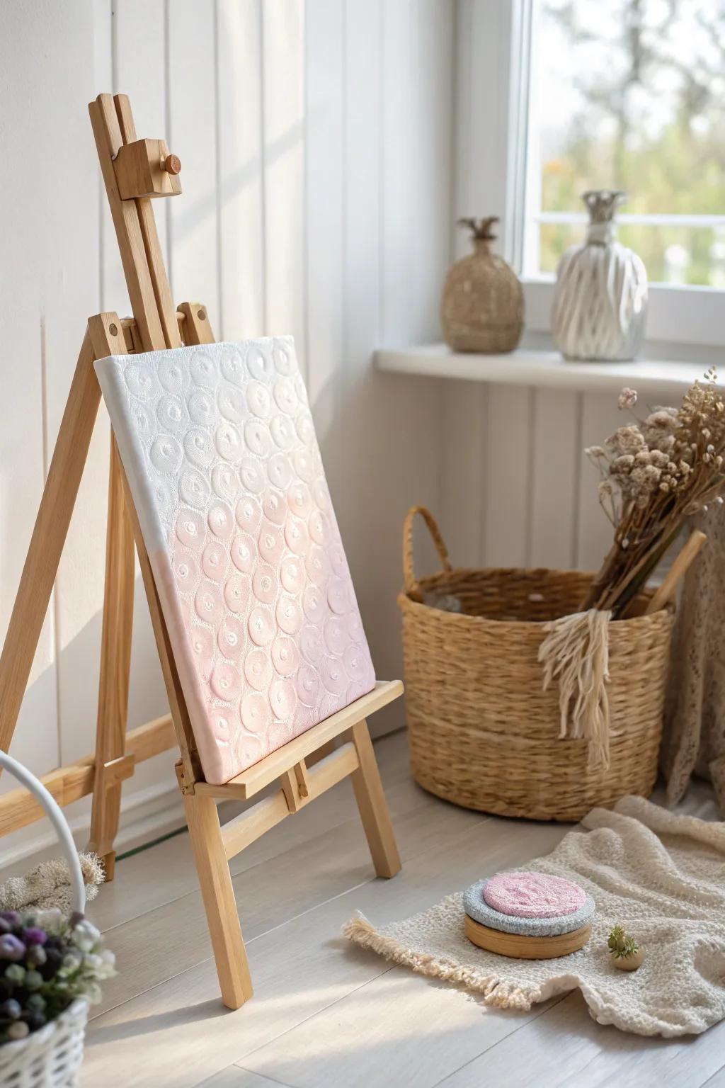 Crafting joy: A playful touch of bubble wrap artistry for your little one's world.