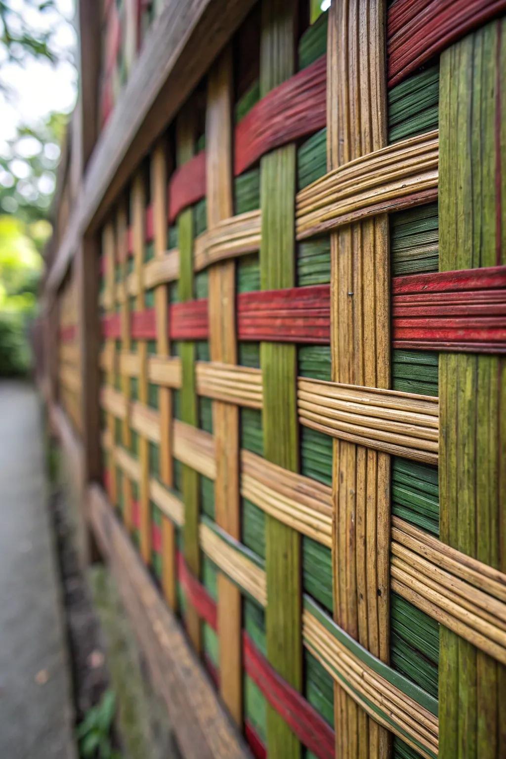 Elevate your space with the artistry of a woven bamboo fence.