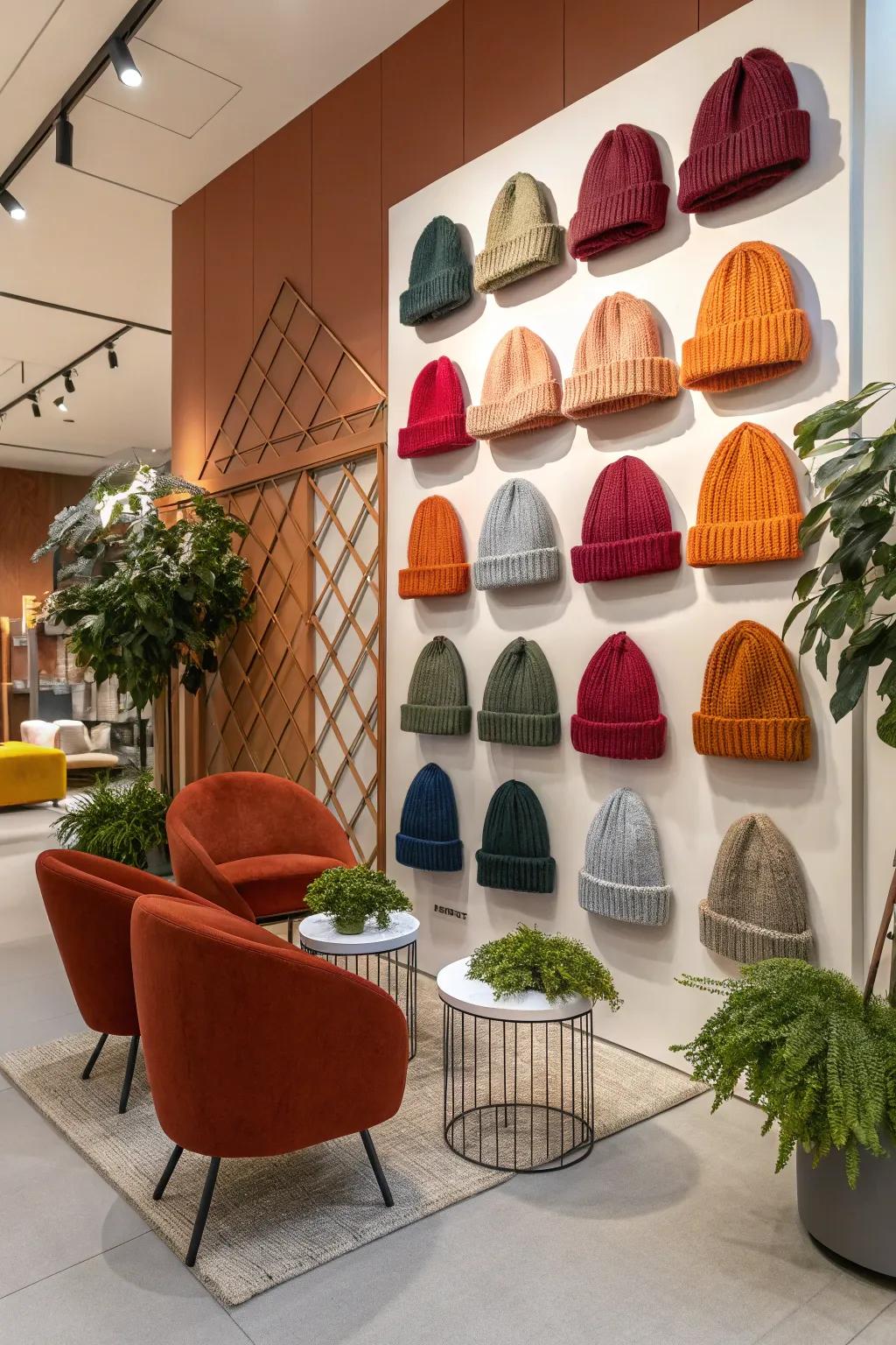 Transform your beanies into an eye-catching wall art piece.