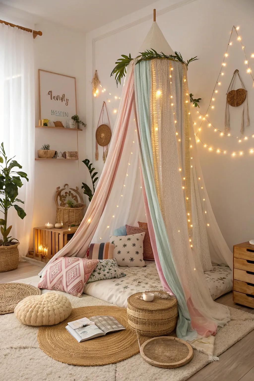 Step into a world of Bohemian Dreams, where vibrant fabrics and eclectic touches create the perfect cozy sanctuary.