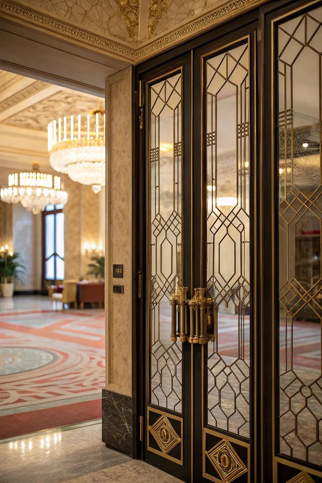 Art Deco-inspired handles bring vintage luxury to bifold doors.