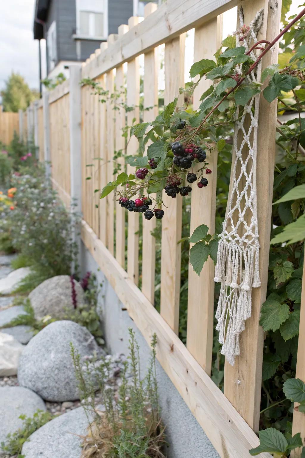 Transform your fence into a functional and beautiful blackberry trellis with Scandinavian minimalist charm.