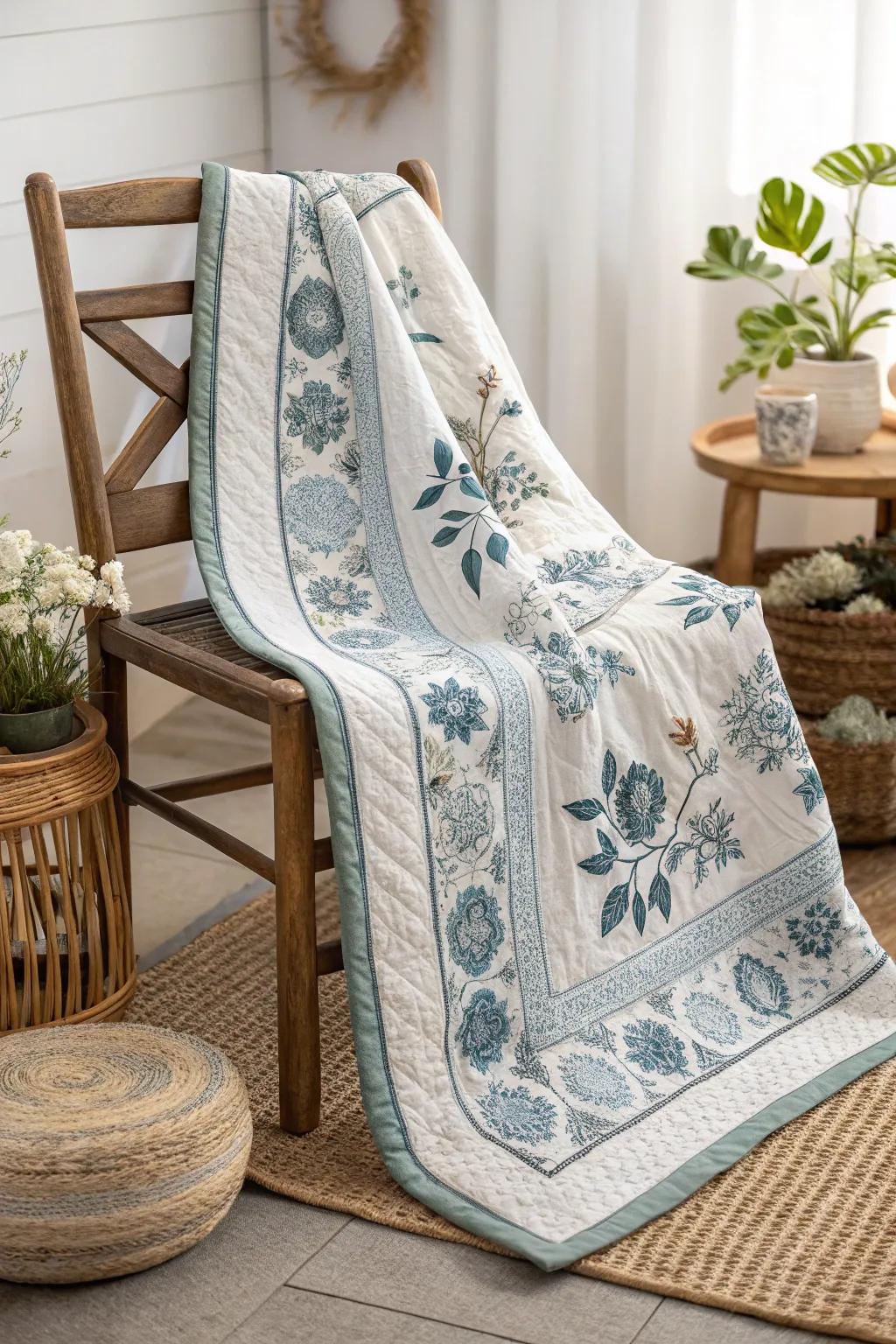 Wrap yourself in the elegance of blue and white floral patterns, where simplicity meets natural beauty.