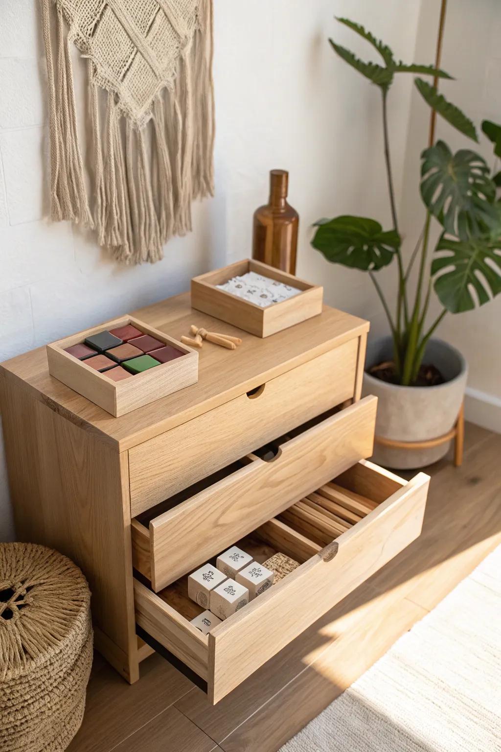 Elevate your game night organization with stylish drawer storage that marries function and form.