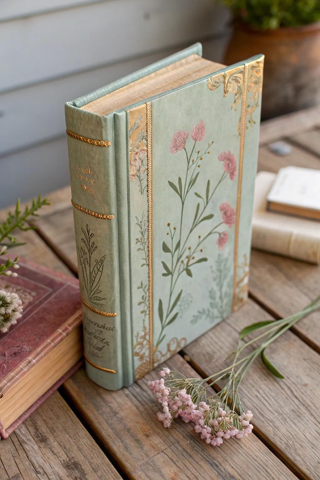 Embrace the charm of vintage elegance with a book cover that tells a story of timeless beauty.