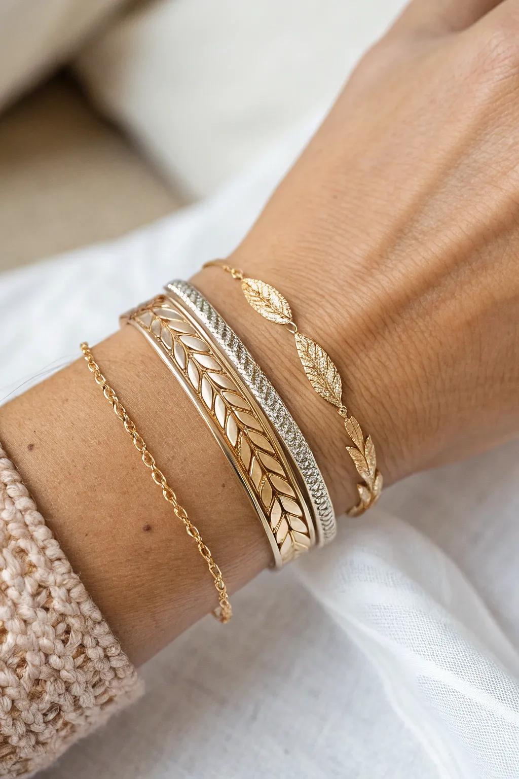 Effortlessly chic: Layered bracelets for a stunning wrist statement.