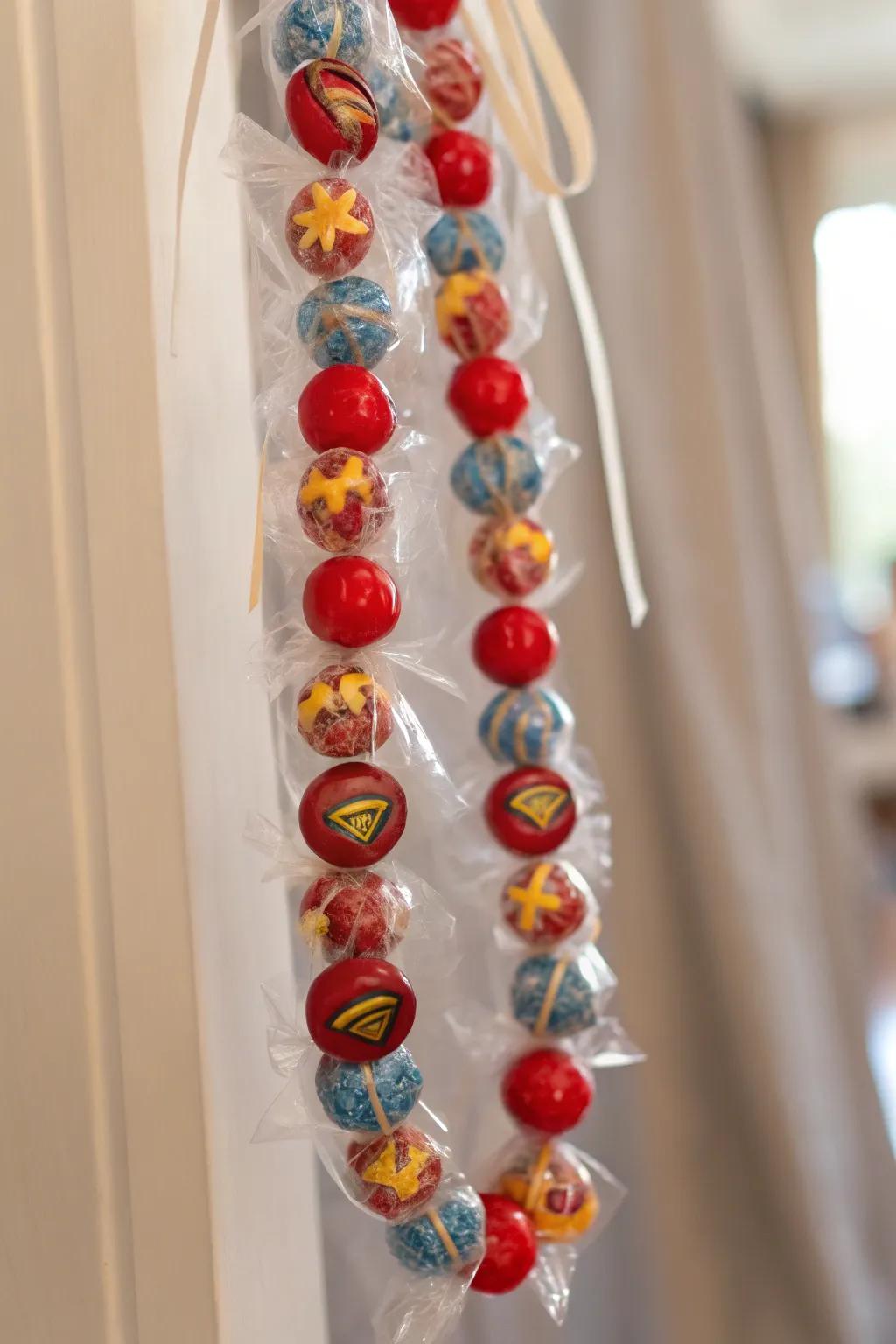 Add a sweet touch of heroism with this DIY candy lei, perfect for themed events!