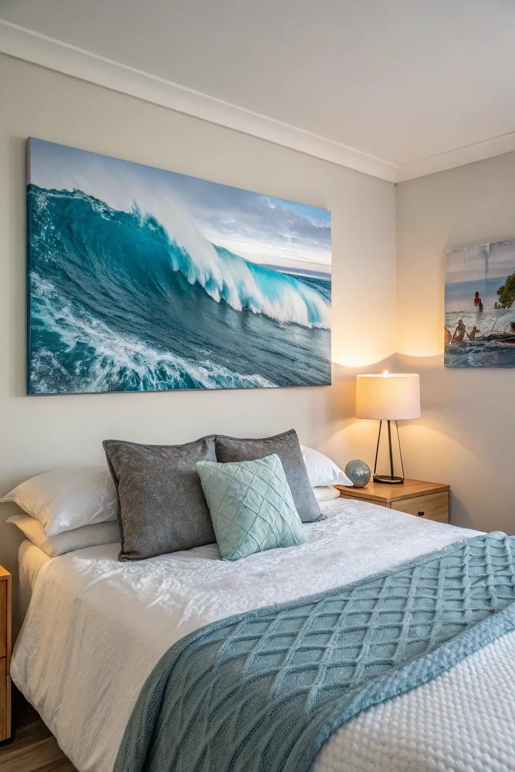 Create a tranquil escape with oceanic canvas art.