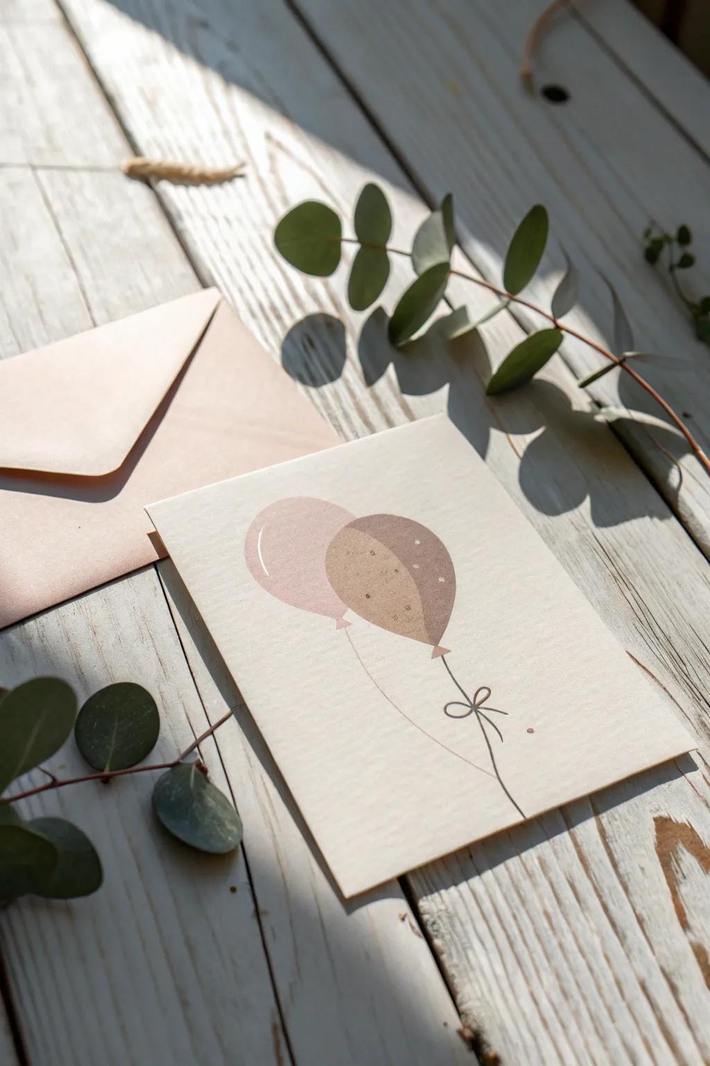 Unveil the surprise with a touch of minimalist magic—balloon messages that delight!