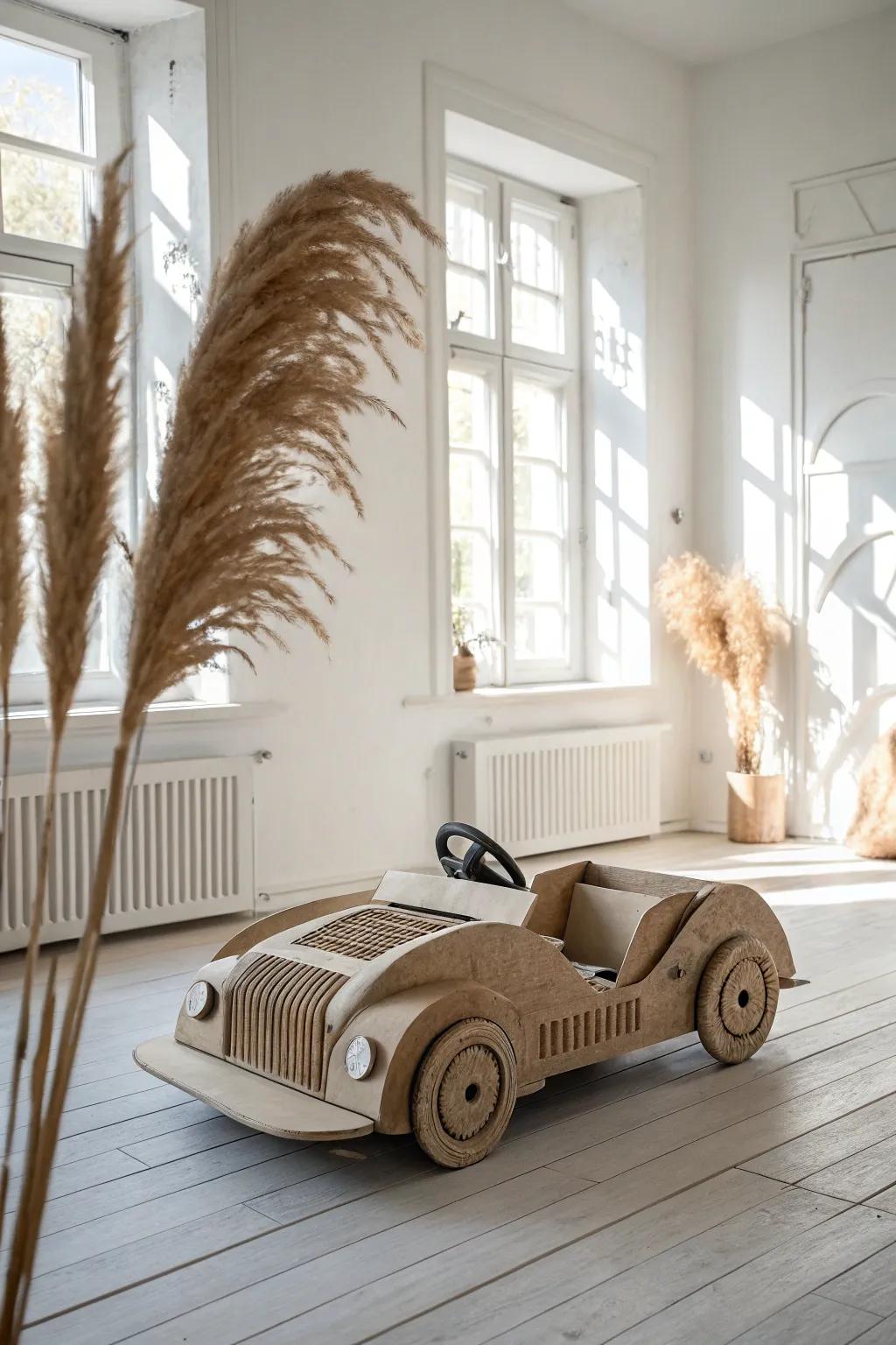 Zoom into creativity with this enchanting cardboard toy car, where simplicity meets playful elegance.