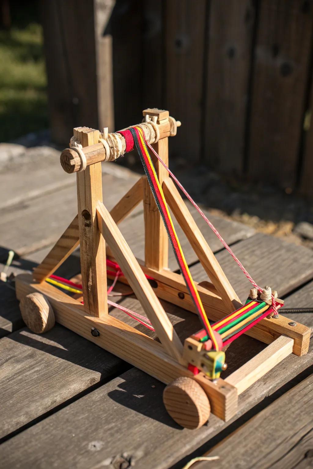 Unleash creativity with this vibrant straw-and-string catapult, where simplicity meets ingenuity.