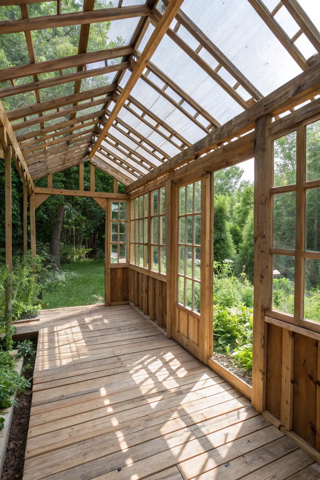 Transform your catio with a roof made from recycled treasures, where sustainability meets style.