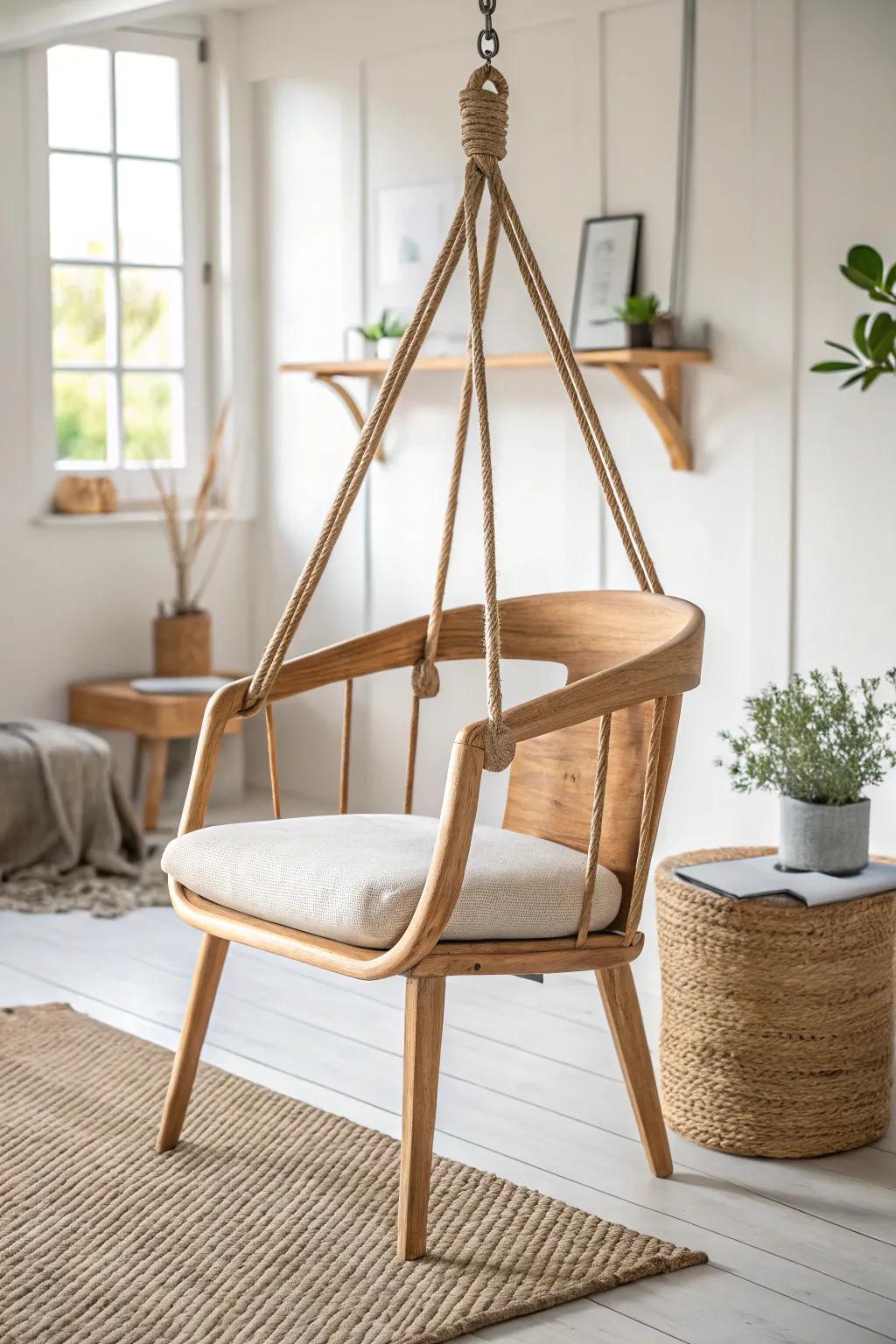 Elevate your space with creative hanging chair storage – a blend of style and functionality!
