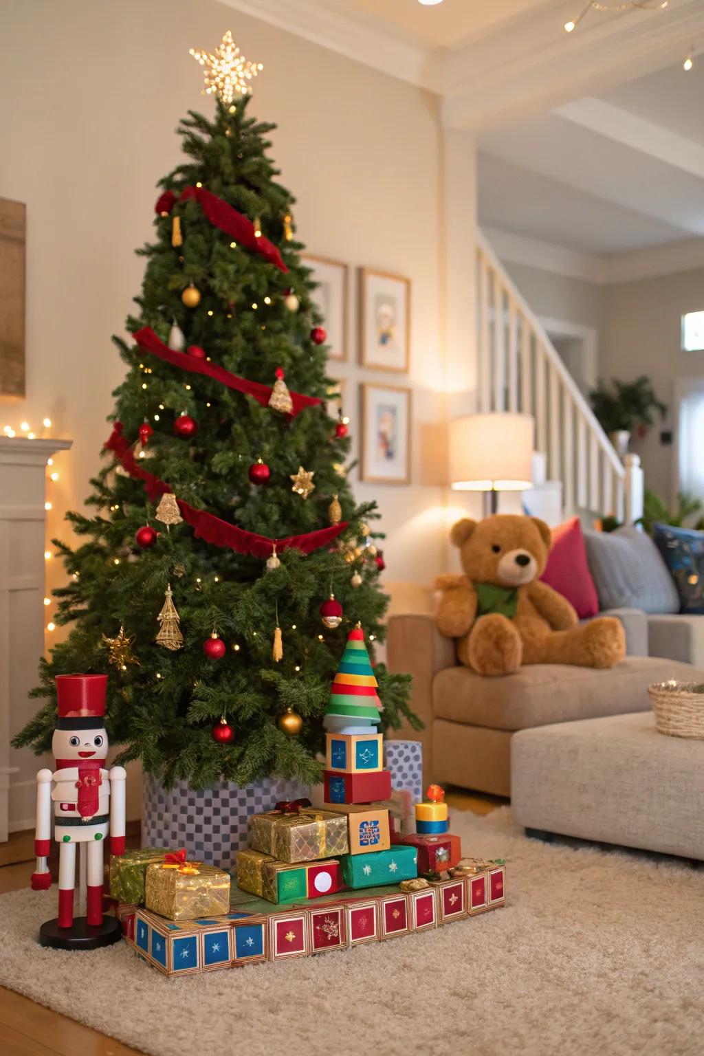 A toyland-themed tree that sparks joy and wonder in all.