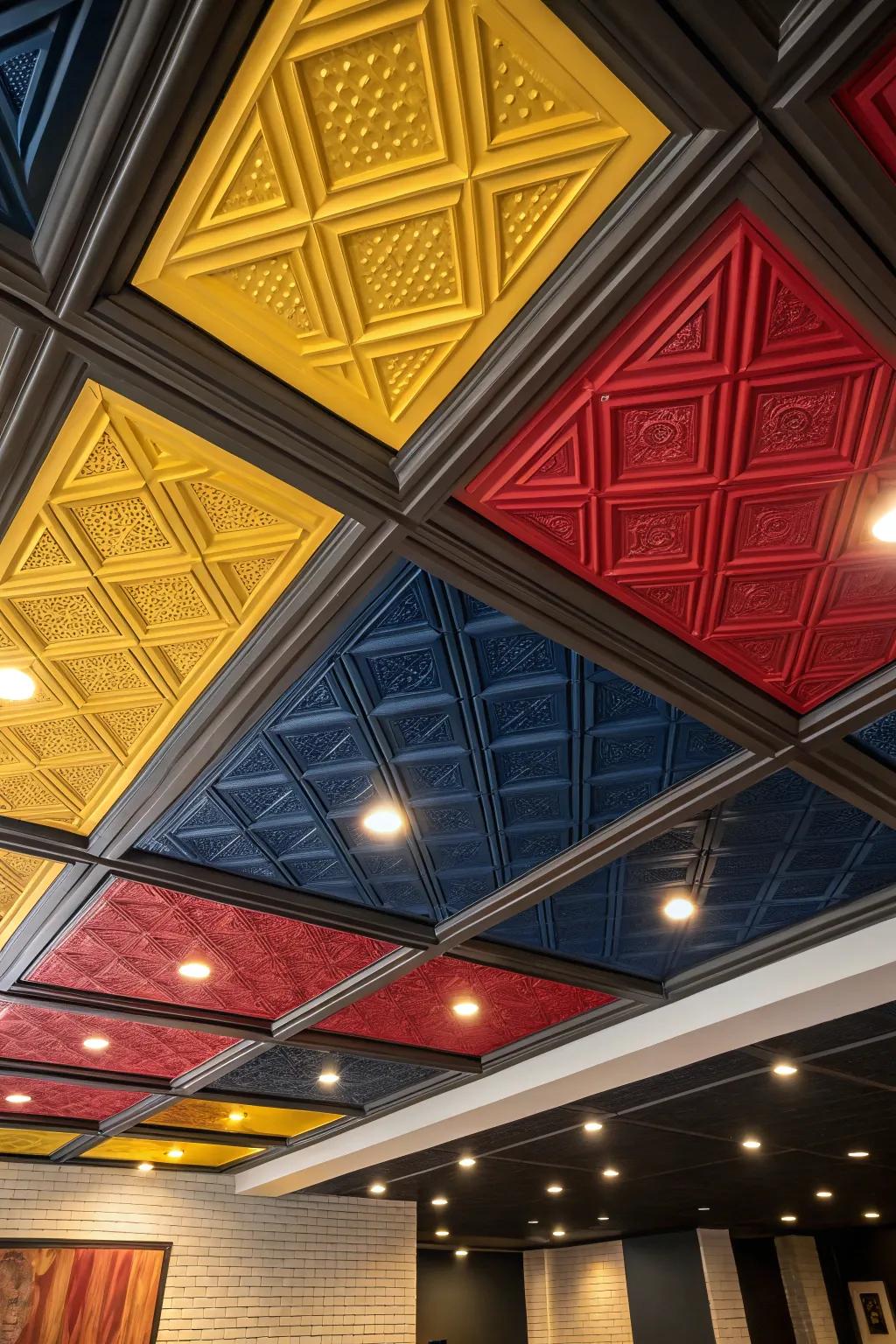 Revamp your space with bold, modular ceiling panels for a modern, customizable look!