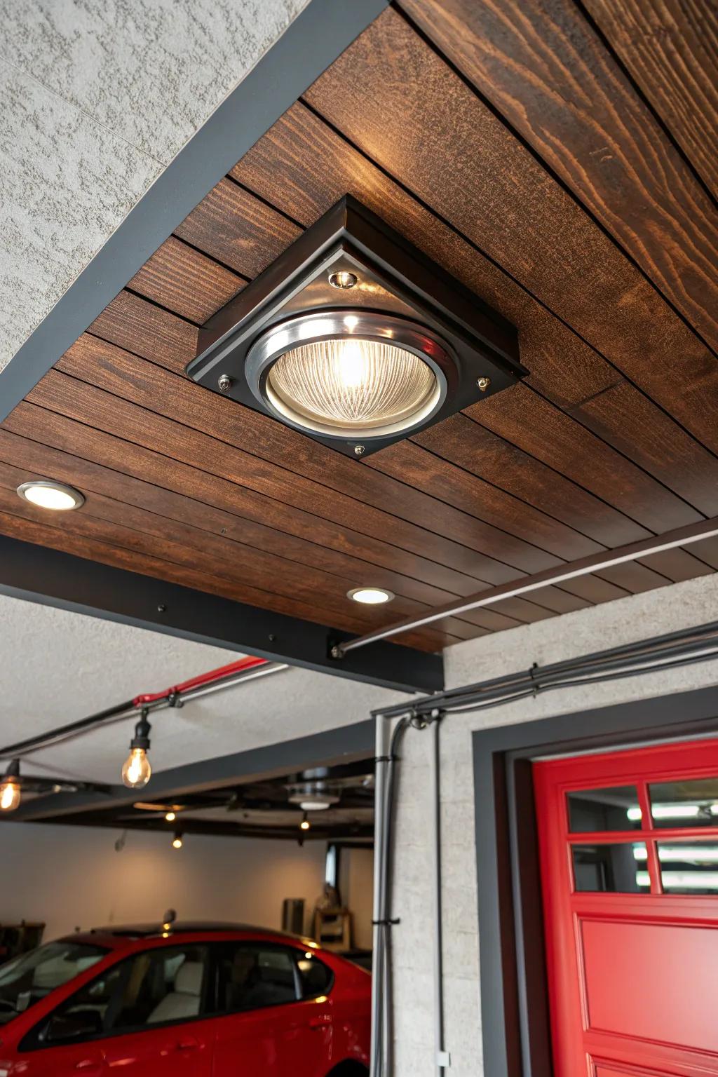 Elevate your garage with the sleek elegance of recessed ceiling lights.