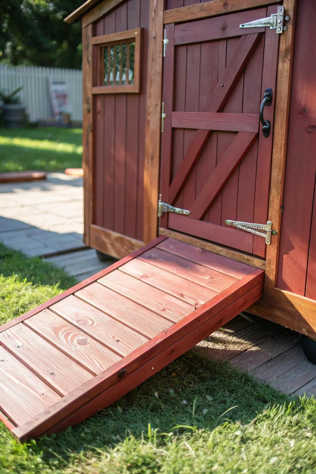 Elevate your coop's entrance with a beautifully crafted ramp door.