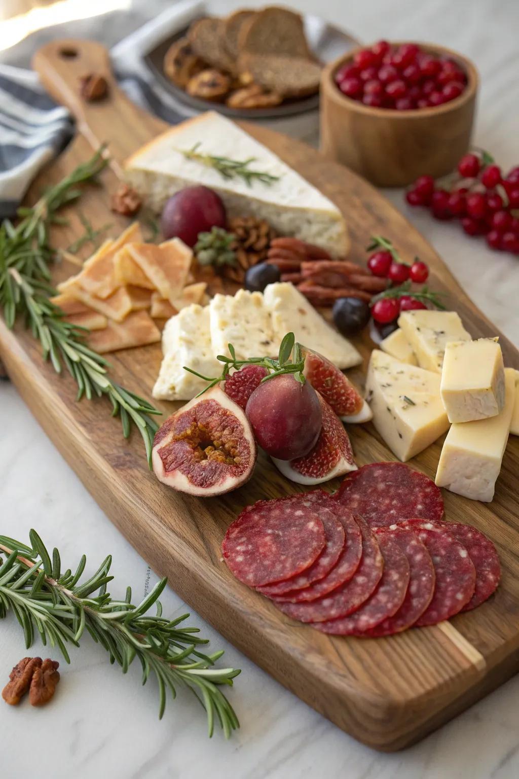 Elevate your holiday gatherings with a Christmas-themed charcuterie board that combines festive charm and artisanal elegance.