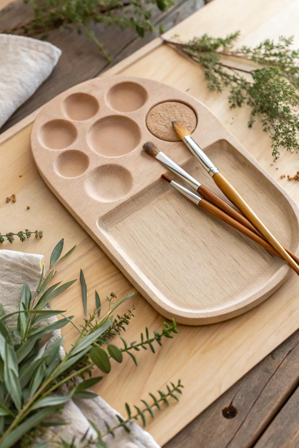 Streamline your creativity with this elegant clay palette featuring an integrated brush holder—where minimalist design meets bohemian charm.