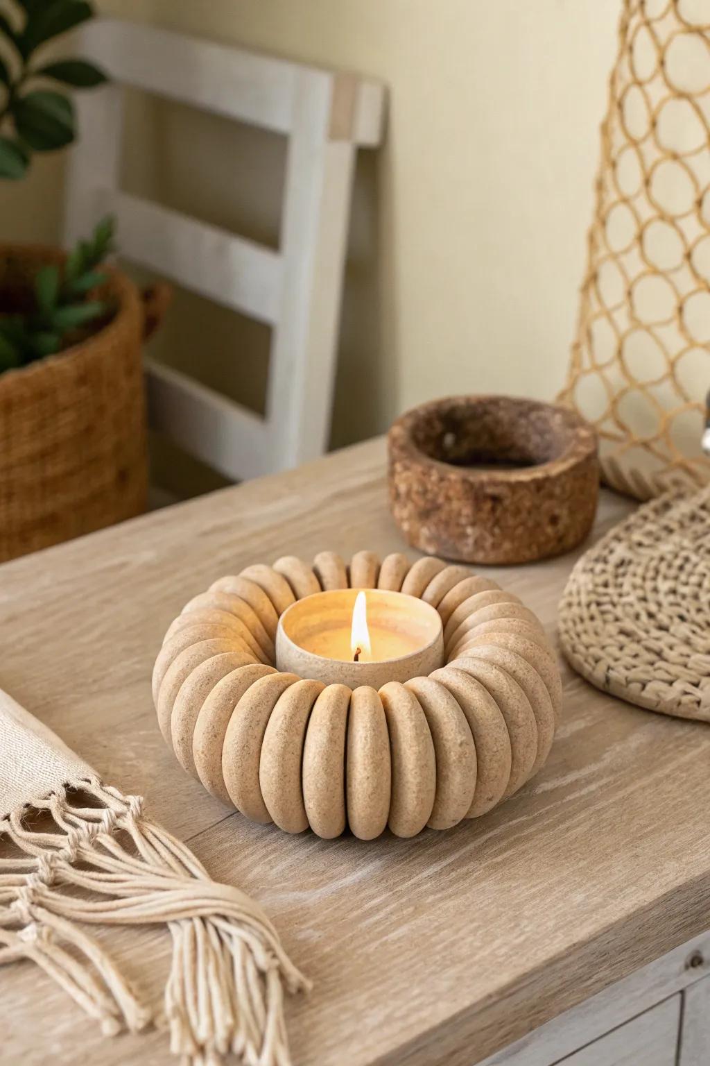 Illuminate your space with the timeless elegance of handmade coil candle holders.