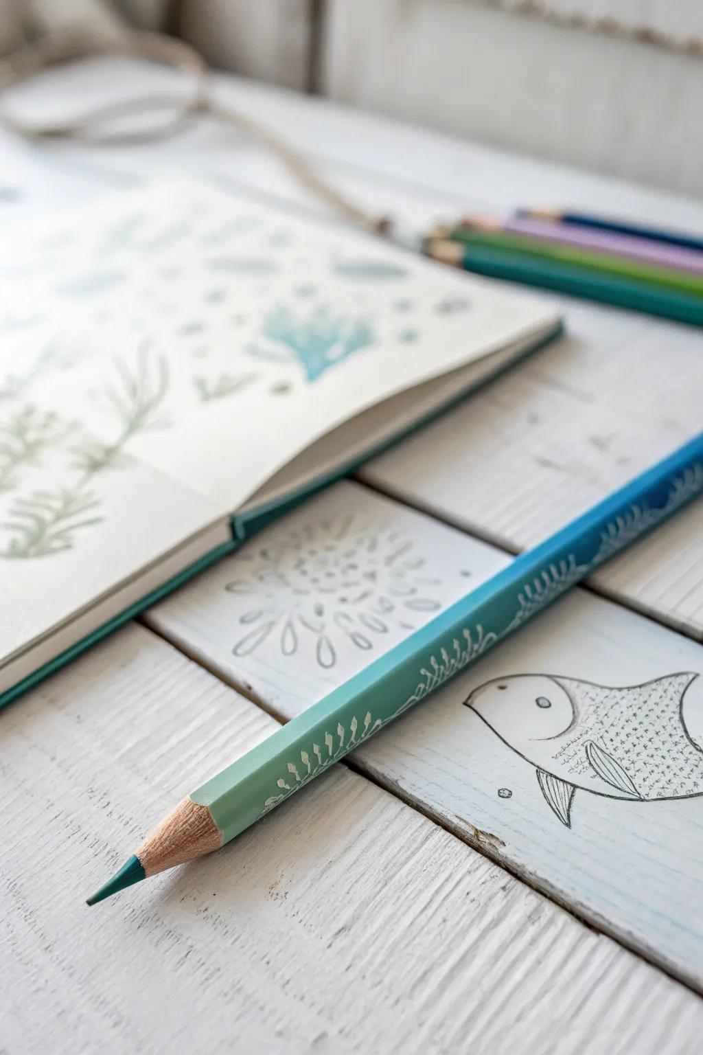 Dive into creativity with the serene hues of the ocean. 🌊✨ #UnderwaterWonders #ColoredPencilArt