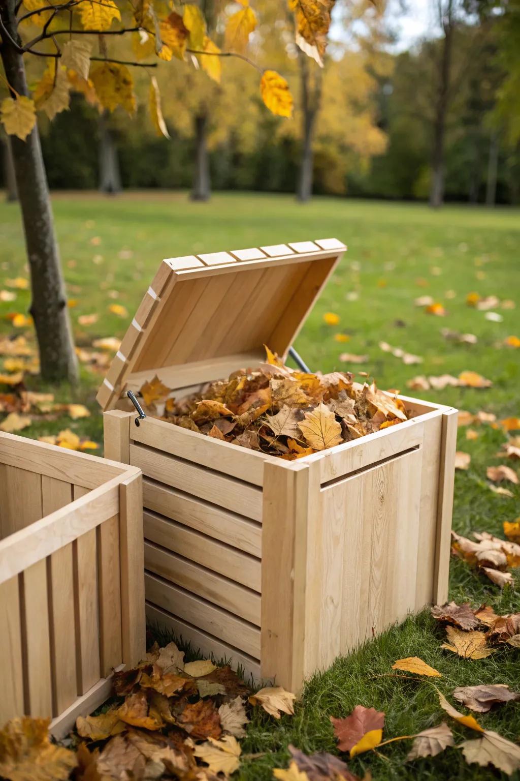 Transform fallen leaves into garden gold with this stylish Scandinavian-inspired leaf mold bin. 🍂✨ #GardenCraft #SustainableLiving