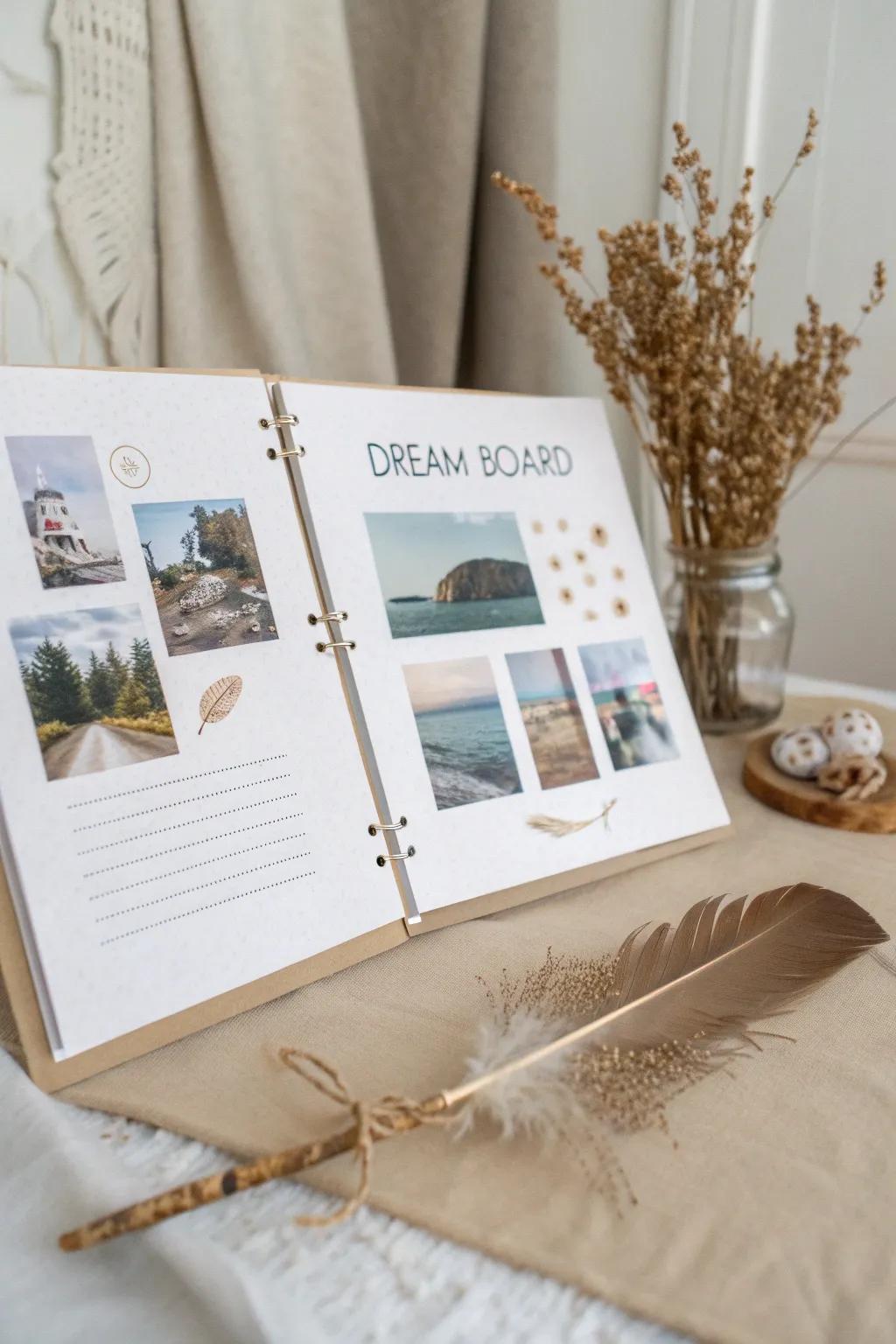 Craft your dreams together: A minimalist dream board to inspire your shared journey. ✨